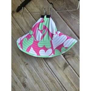 Hanna Andersson Floppy Baby Pool Beach Sun Hat Pink Green White Hearts Small